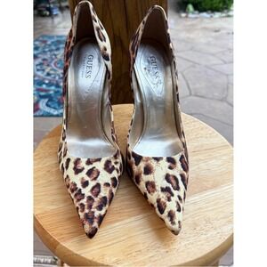 GUESS Leopard-Print Pointed Toe Pumps in Brown and Black